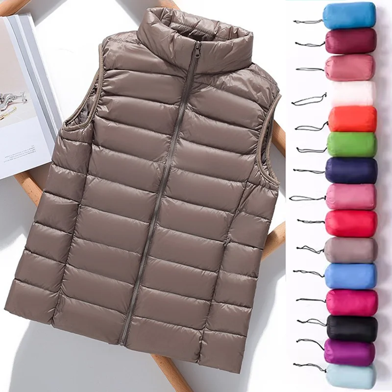 Plus Size 5XL 6XL 8XL Women Vest Down Ultra Lightweight Coat New Female Sleeveless Portable Packable Spring Puffer Jackets