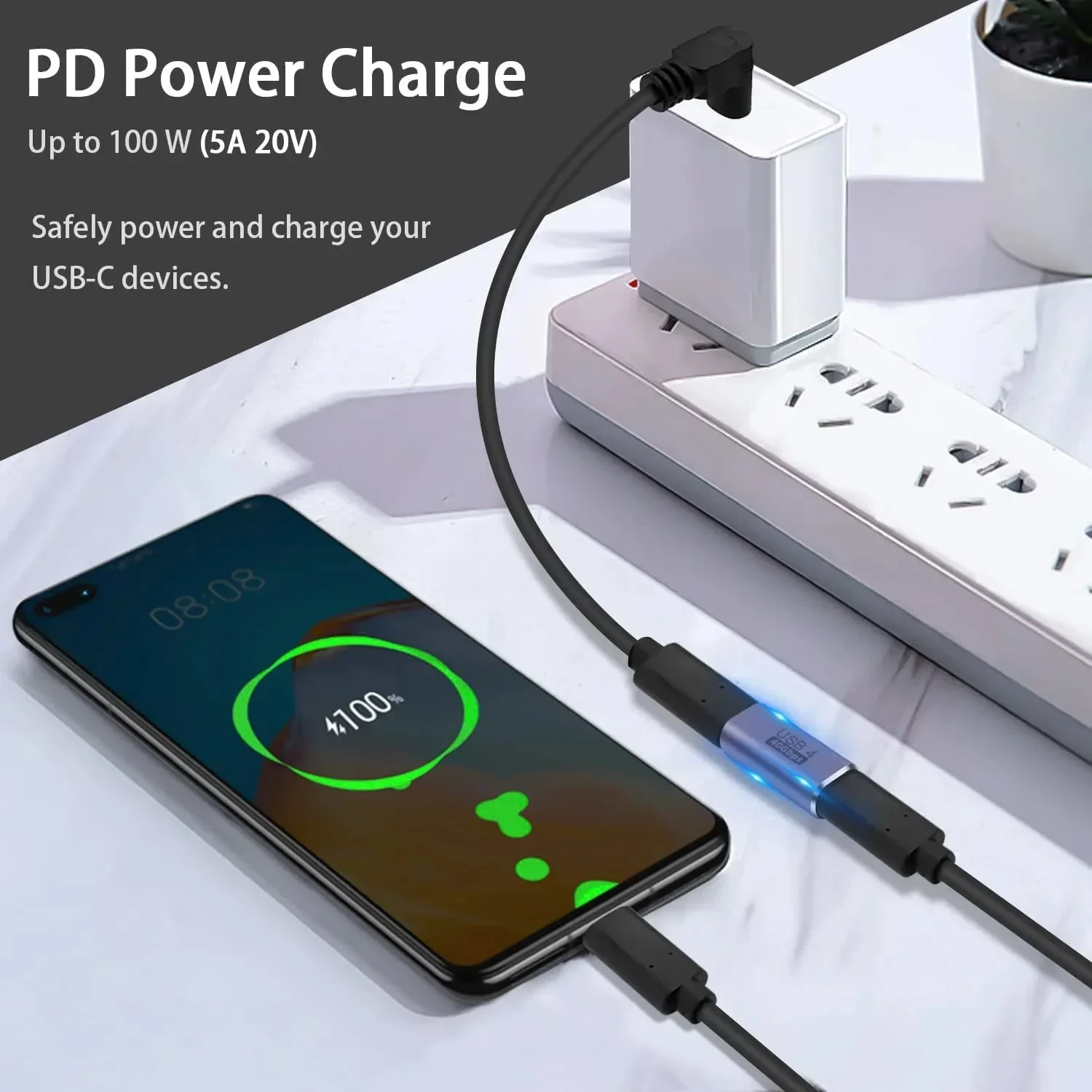 USB C أنثى إلى أنثى مقرنة المقرنة موسع 8K فيديو 100 واط شحن سريع لكابل USB4 Thunderbolt 4 40Gbps 3.2 OTG محول