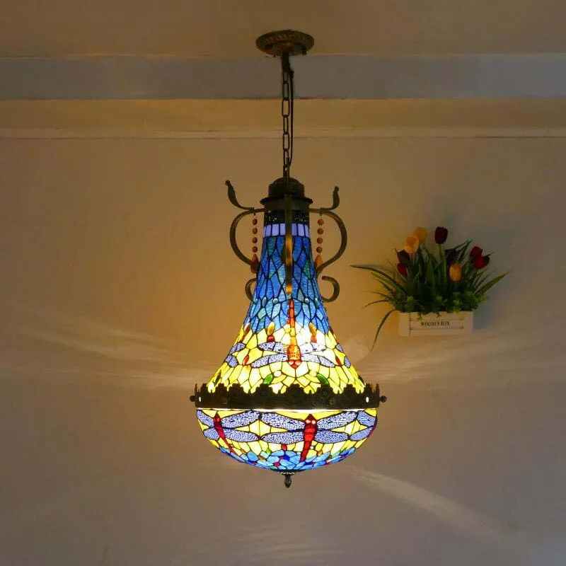 

European style, retro, cafe, bedroom, color, glass, hanging lamps