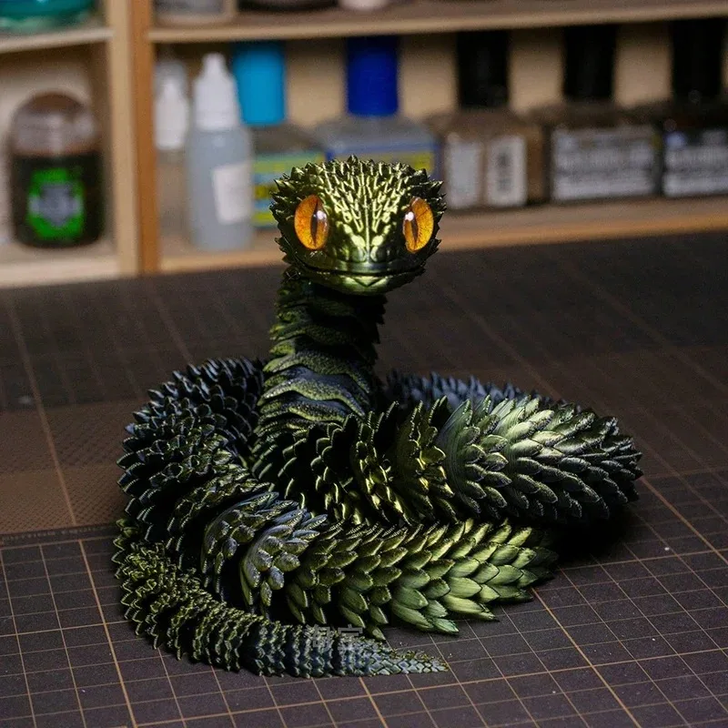 30cm 3D Printed Plastic Snake Flexible Fidget Hinge Toy for Christmas Emulational Easter Egg Filling Office Desktop Ornament