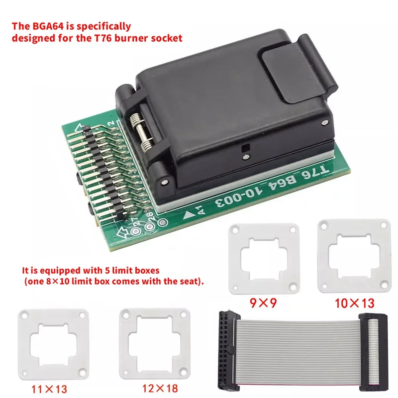 

Для Xgecu T76 программатор EMMC BGA64 адаптер IC разъем с двойной головкой подпружиненный держатель тестового зонда + 5 шт. ограничительные рамки