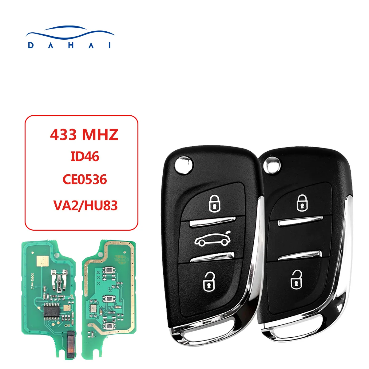 Dahai Car Key For Peugeot Partne 107 207 307 307S 308 407 607 For Citroen C2 C3 C4 C5 C6 433MHz ASK FSK 0536 HU83/VA2 Blade