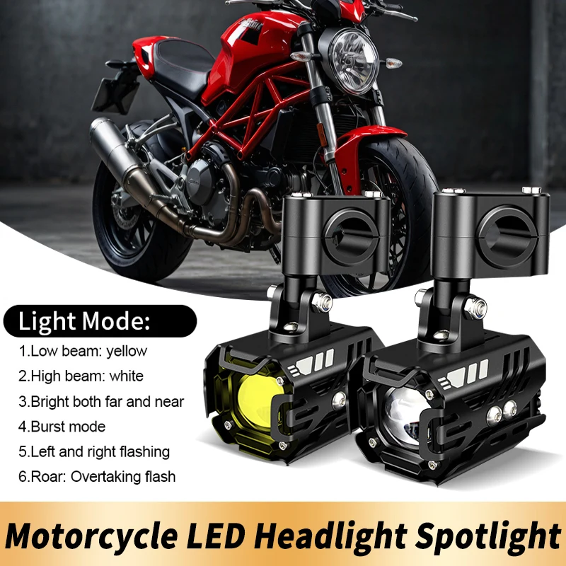 1Set 80W Motorcycle Additional LED Headlights Assembliy For Ducati Monster 695 696 795 796 797 821 1200 1200S 1100 S Scrambler view 2
