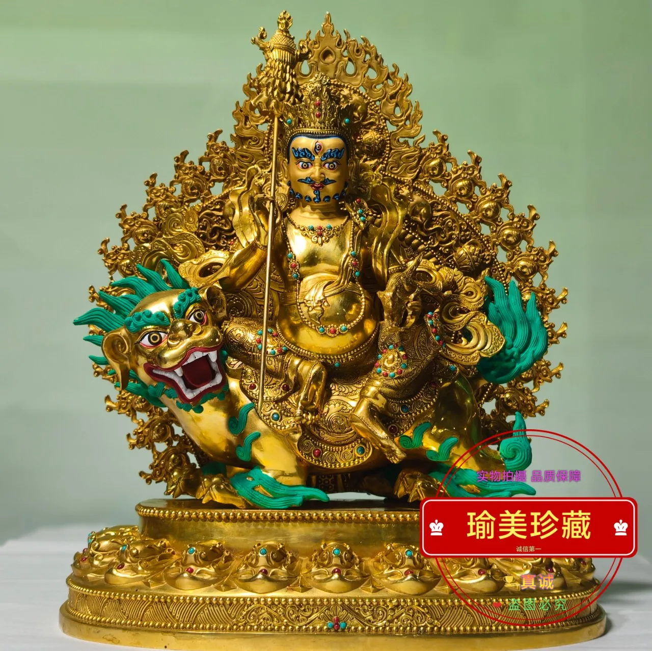 Treasure Heavenly King Buddha Ornament, gilded Tibetan tradition, exquisite craftsmanship, household worship, Buddhist hall, Pur