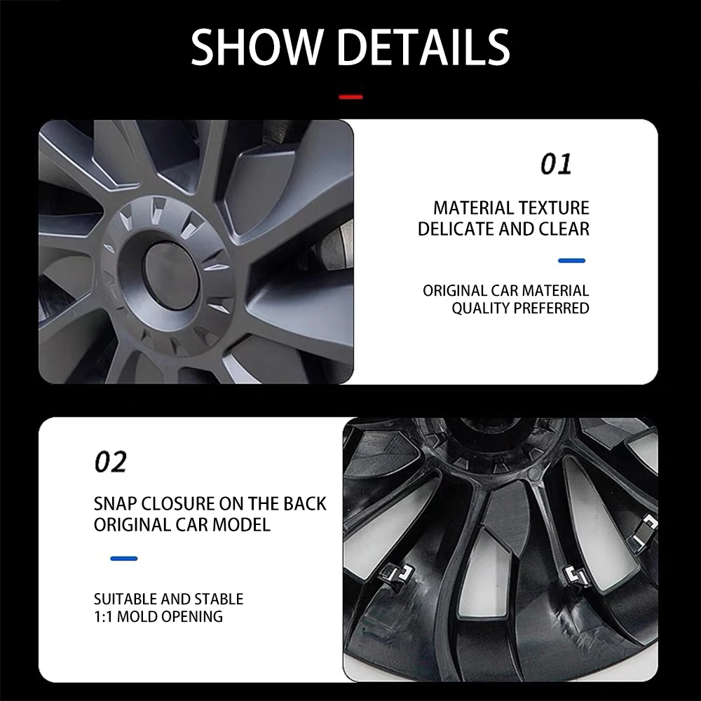 4PCS 18 Pollici Coprimozzo Automobile Prestazioni Sostituzione Coprimozzo Ruota Coprimozzo Cerchio Completo Per Tesla Modello 3 2023 Accessori