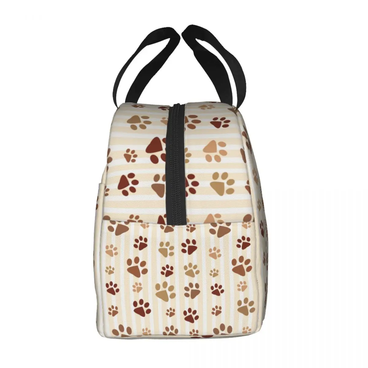 Brown Dog Paw Pattern Insulated Lunch Bag for Women Portable Animal Footprints Cooler Thermal Bento Box Work Picnic Food Bags