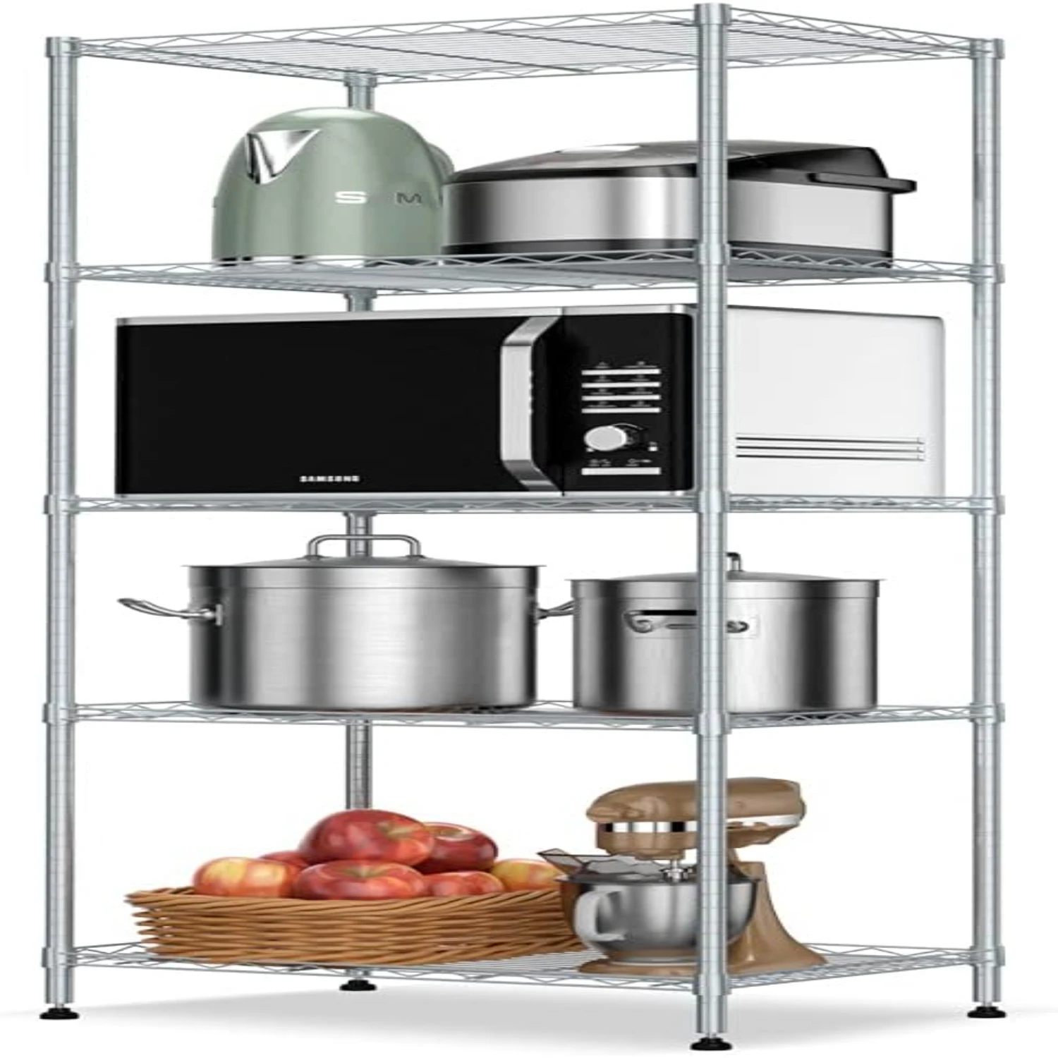 

5 Tier Adjustable Metal Rack Wire Shelving Unit Shelves Metal 660Lbs Capacity 11.8" D x 21.6" W x 59.1" for Pant Wall shelfs