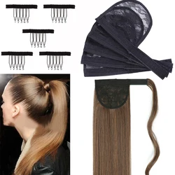 Filet à cheveux pour queue de cheval, extension capillaire, noir, tissage avec sangle sœur, pour perruques