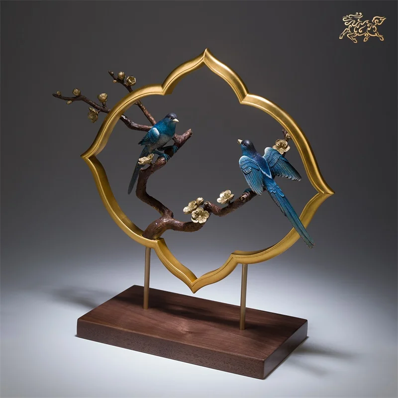 Europe America High grade decoration Handmade color COPPER Sculpture Art statue SHUANG XI LIN MEN bring GOOD LUCK money business