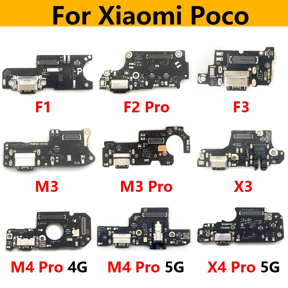 USB Charging Port Connector For Xiaomi Poco M3 F1 F2 F3 X3 X4 M4 Pro 4G 5G Connector Board Parts Flex Cable With Mic Microphone