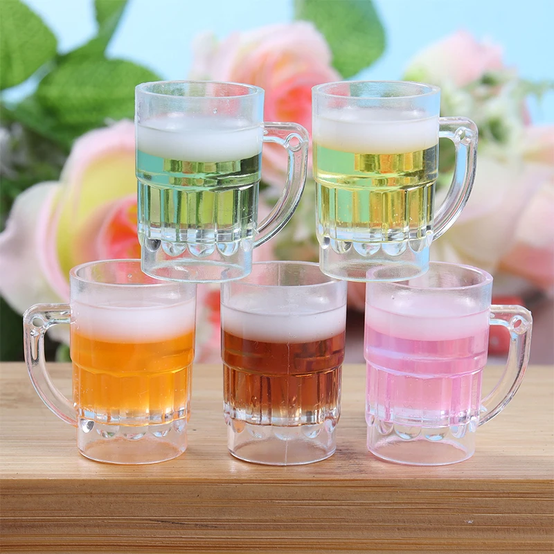 Dijes de botella de cerveza de simulación Kawaii, dijes de resina, taza de bebida, colgantes artesanales para pendientes, llaveros, accesorios para hacer joyas, 10 piezas