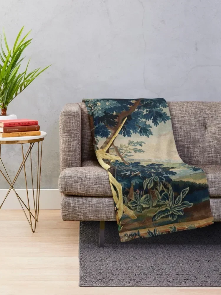 UNICORN IN WOODLAND LANDSCAPE AMONG GREENERY AND TREES Throw Blanket Sofa cosplay anime Giant Sofa Beach Blankets