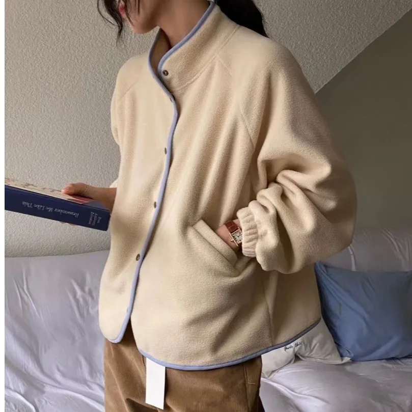 

Korean Sle Casual Fce Single Button Coat Women's ort Outerwear Polyester Fiber Color Winter Jaet