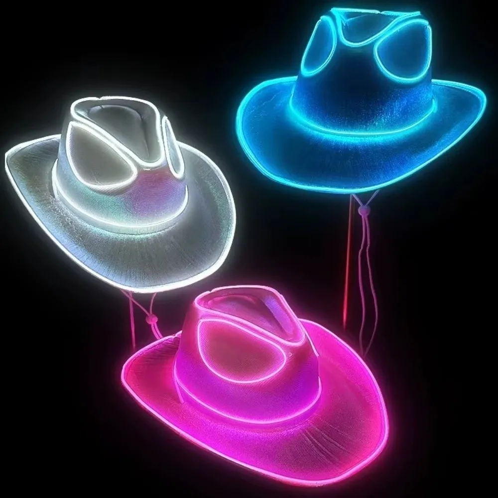 with LED Lights Cowboy Cowgirl Hat Luminous for Dancing Part