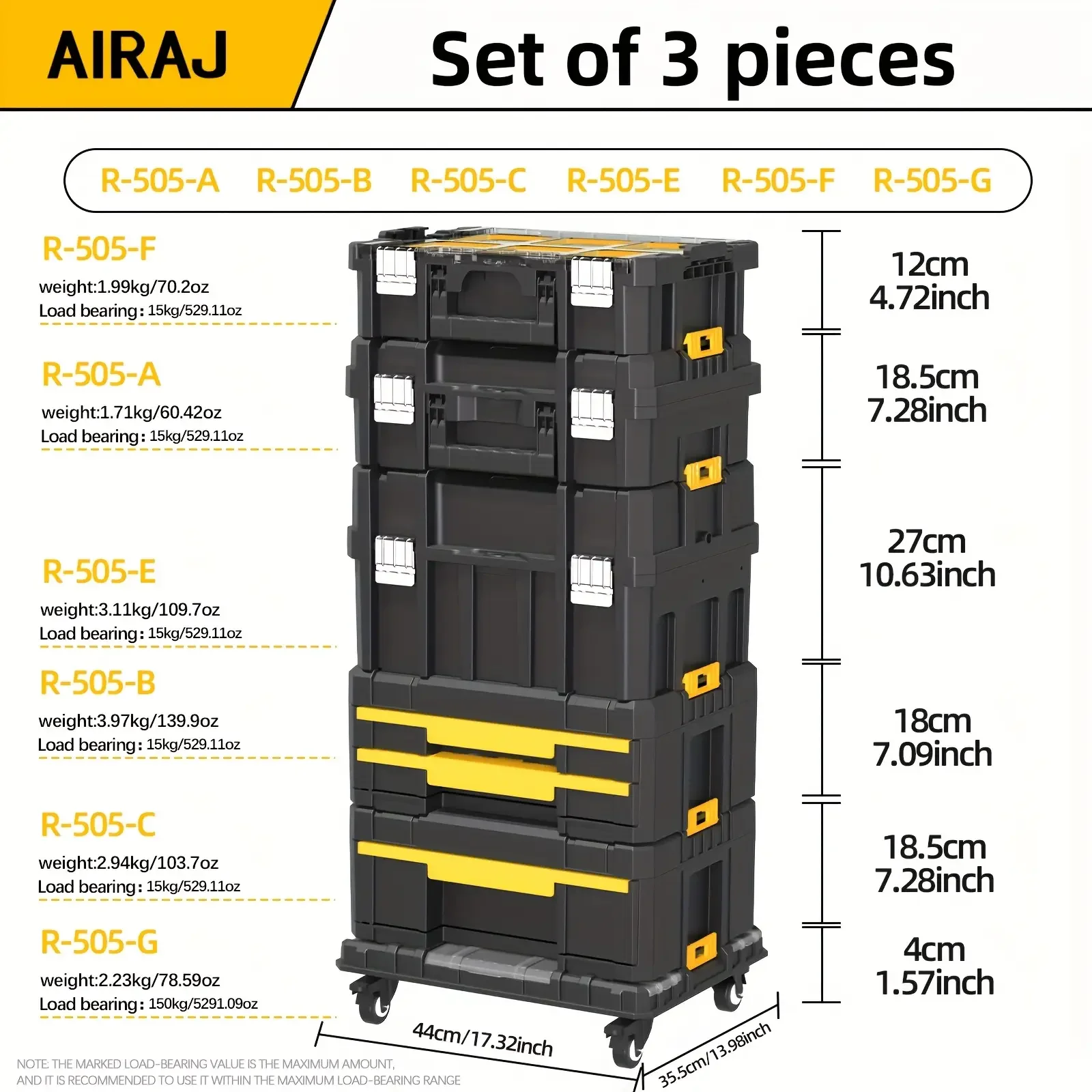 صندوق أدوات قابل للتكديس مكون من 6 طبقات، وأدراج، وعجلات، وشرائح تحمل. مواقع بناء لورش العمل المحمولة ذات سعة كبيرة وثنائية الأغراض