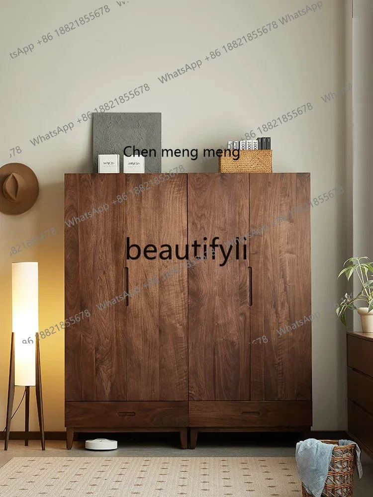 

M178 North American black walnut all-solid wood wardrobe Nordic simple home bedroom storage locker
