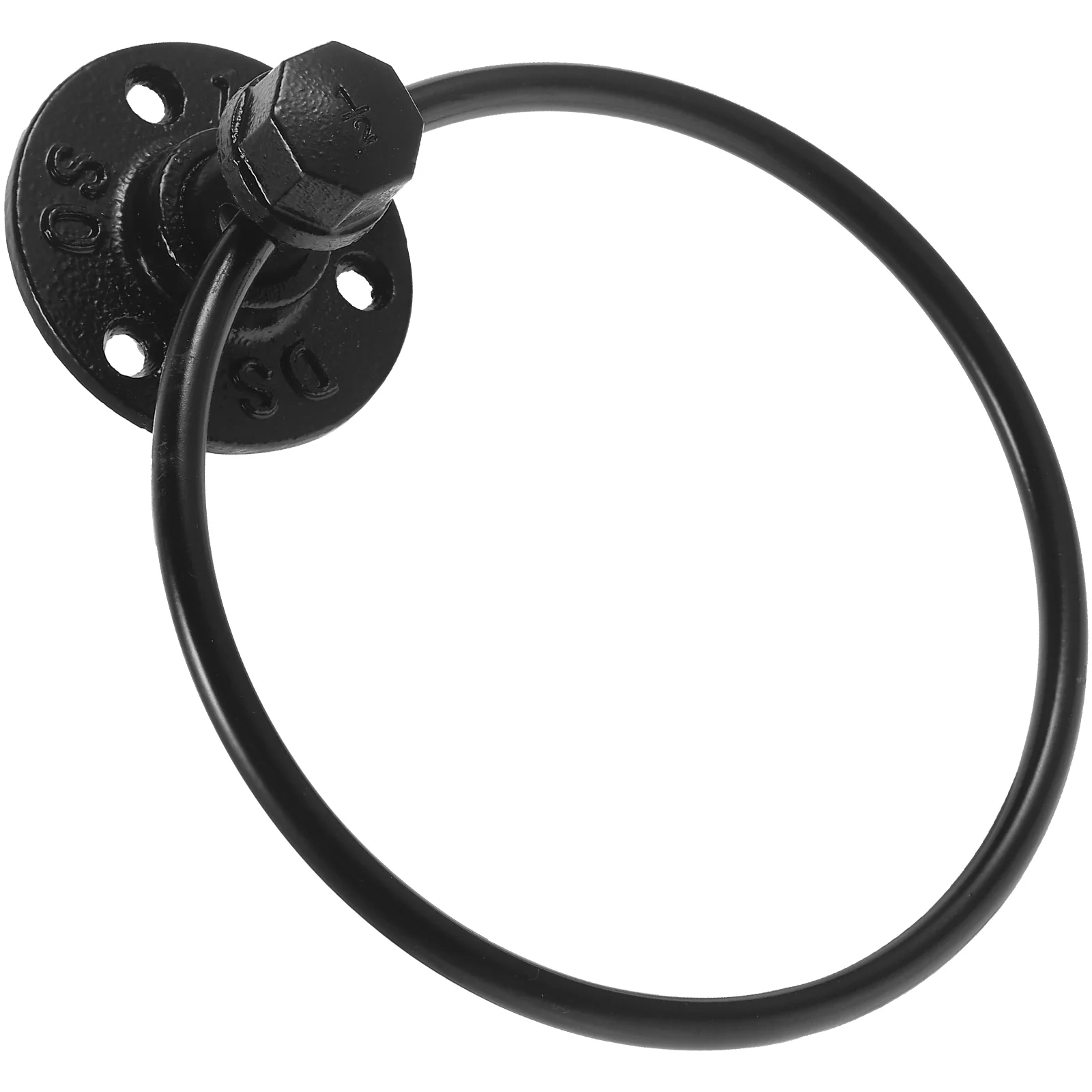 

Wrought Iron Towel Hanging Ring Matte Black Bar Holder Wall Mounted Rail Organizer For Closet Bathroom