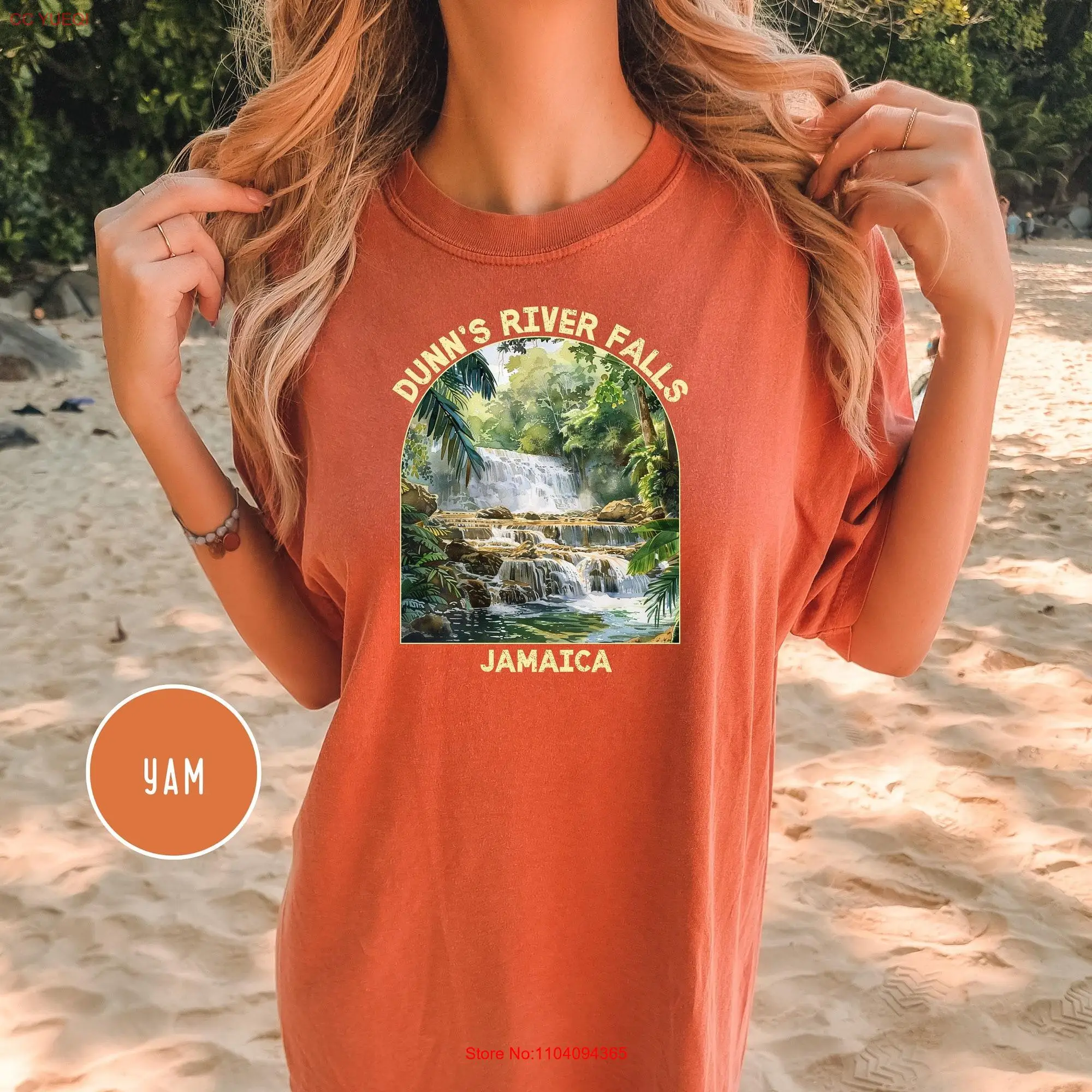 Jamacia Waterfalls T Shirt Dunn's River Falls Comfort Colors Beach Vacation GifT Grunge long or short sleeves