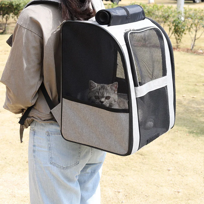 Imagem -02 - Pet Carrier Bolsa Gato Mochila Animais de Estimação Carry Gatos Bolsa de Ombro Duplo Viagem Respirável Grande Capacidade Pet Supplies