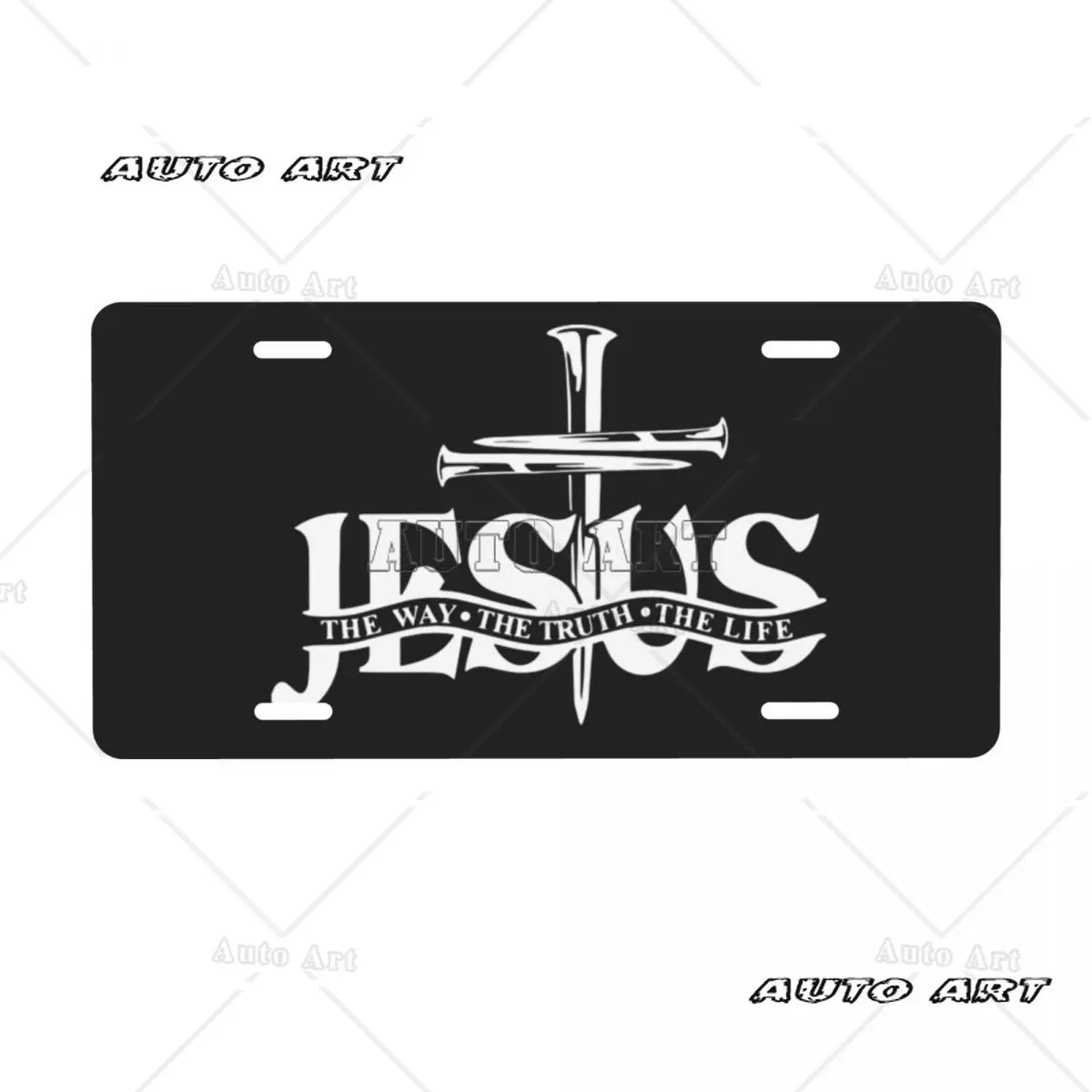 Jesus The Way The Truth The Life License Plate Cover Aluminum Metal Novelty Decorative Car Front License Plate Vanity Tag