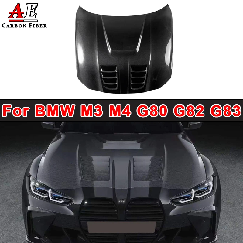 For BMW M3 M4 Serie G80 G82 G83 Carbon Fiber Front Bumper Engine Hood Air Intake Vent Panel Bonnet Cover CLS Style Body Kit