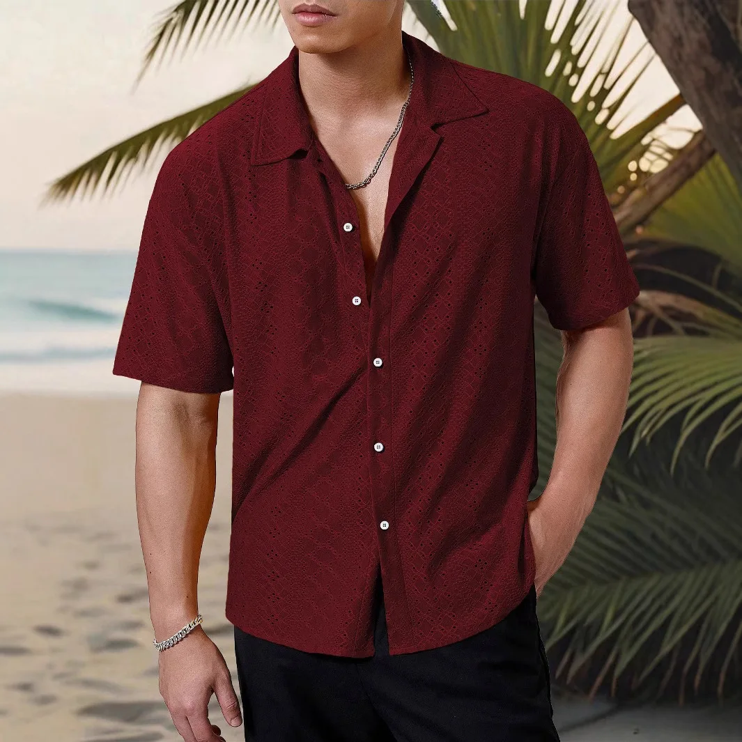 Summer Men's Fashion Hollow Button Casual Shirt