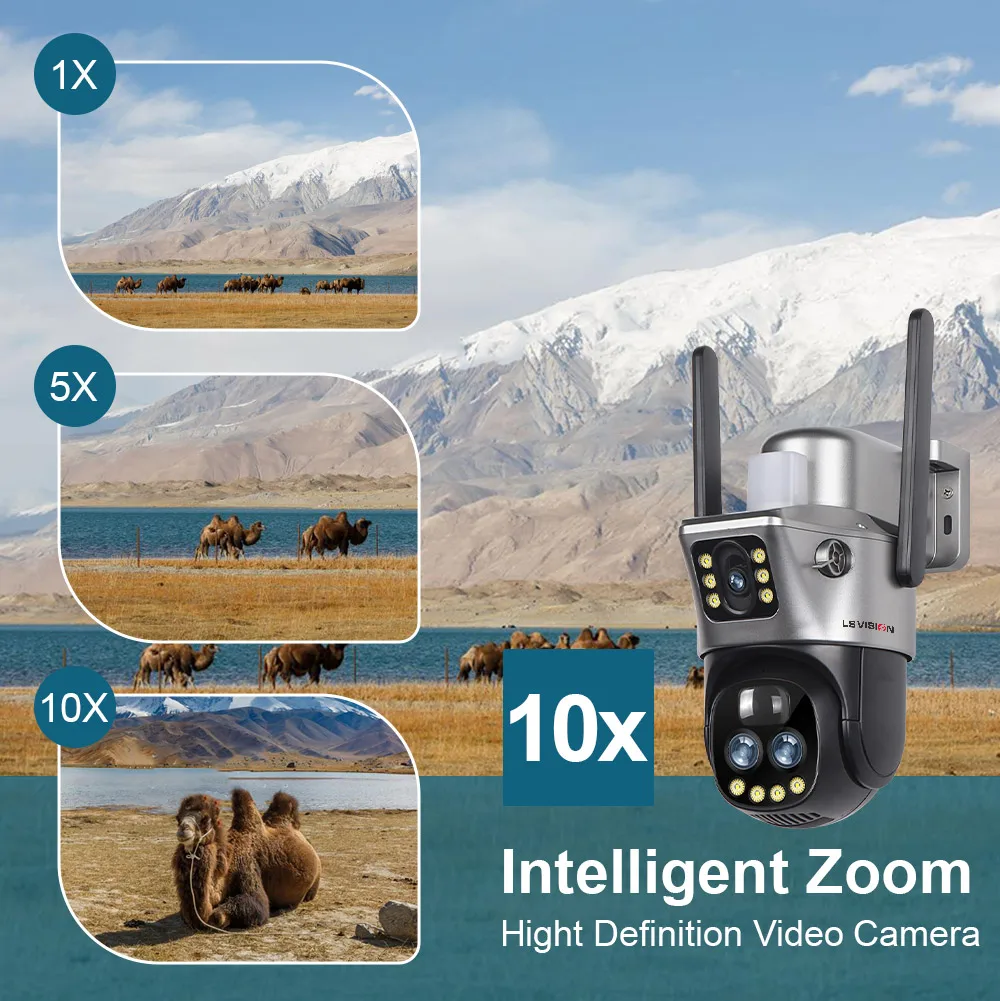 LS VISION V380 Dual Lens WIFI/4G Camera Solar 10X Zoom PIR Human Detection Night Vision Outdoor Security Video Cam 8MP 4K Cctv