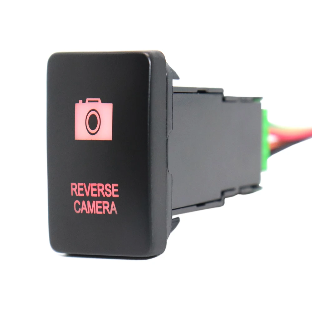 

12V Reverse camera Push Button Switch ON/Off Switch Red Led with Wire for Toyota Tundra Tacoma 4Runner RAV4 Prado Landcruiser