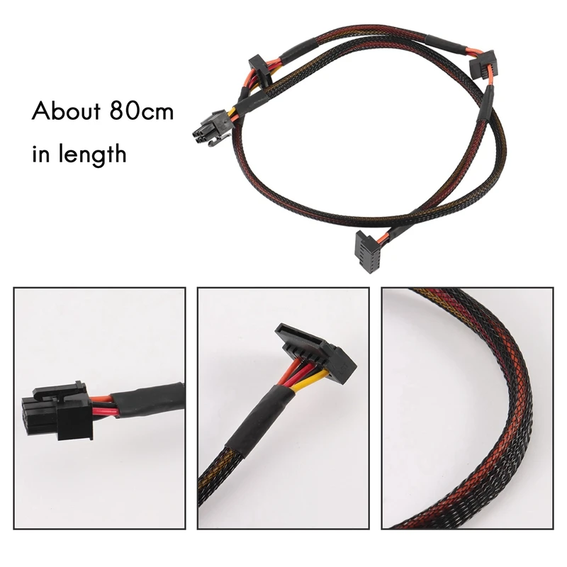 2X Modular PSU 6Pin To 3-Port SATA Power Cable 18AWG Wire 80Cm For Antec NP TP ECO Series