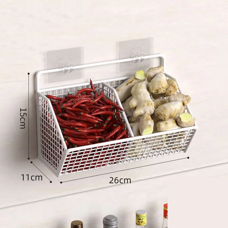 Prateleira de parede de cozinha para tempero e especiarias, Rack de armazenamento para cebola, Gginger, alho, legumes, batata, fruta, cesta de