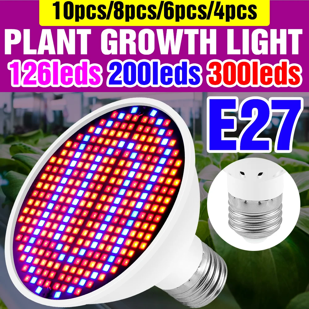 

10PCS E27 LED Plant Grow Light Bulb Full Spectrum Seedling Flowers Hydroponics Vegetable Cultivation Growing Lamp E26 AC85V-265V