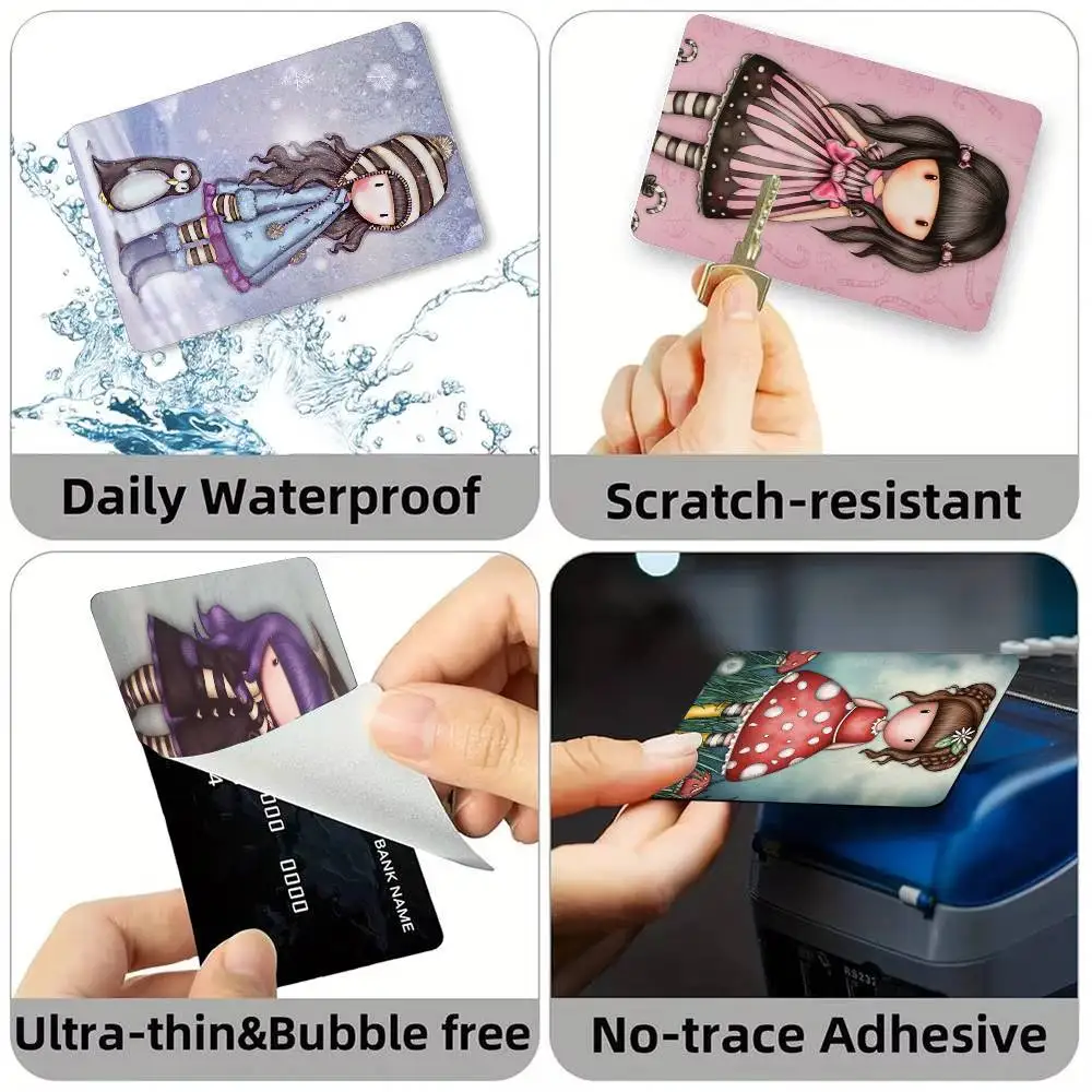 llustration Cute S-Santoro G-Gorjuss Credit Card HD Stickers Game Card Decal Small Chip Waterproof Sticker Gift