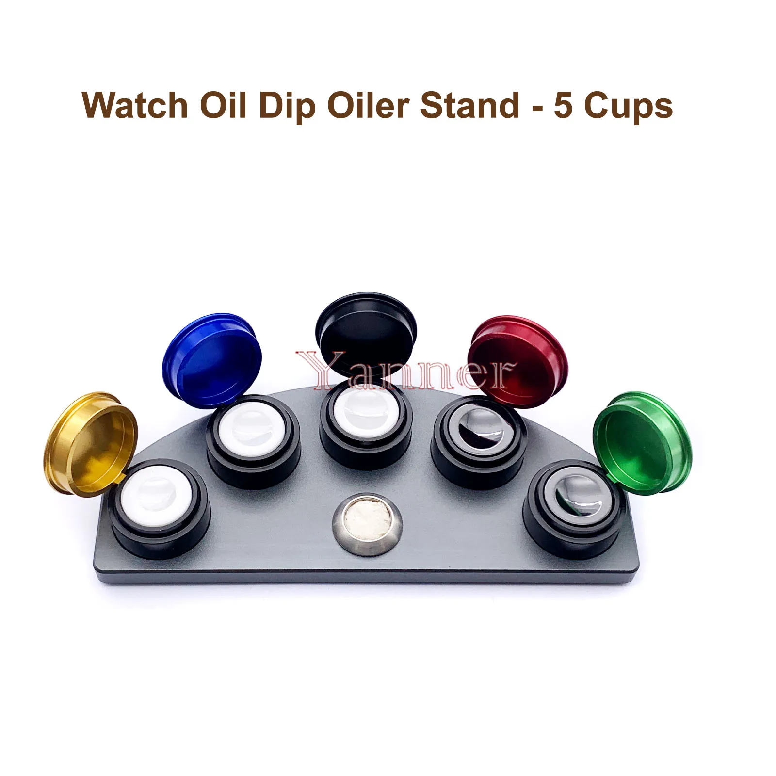 Watch Oil Dip Oiler Stand Die-Cast  5 Oiler Dishes with Cover Watchmaker Repair Tools