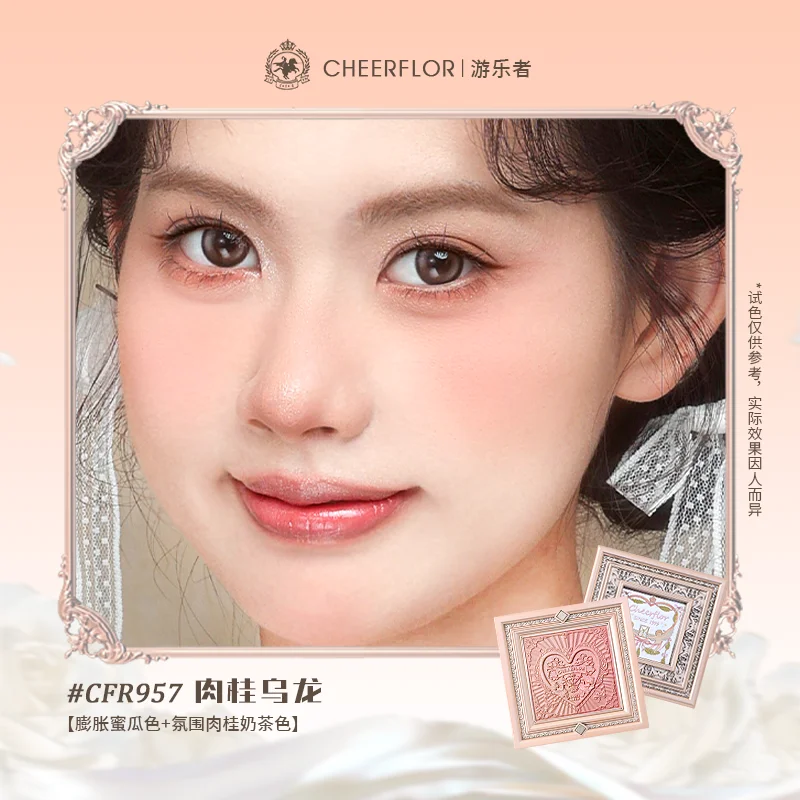 Cheerflor – poudre de fard à joues double couleur, Satin mat, velours nu, en relief, Flash fin, haute couleur, teinte longue durée pour joues, maquillage pour le visage