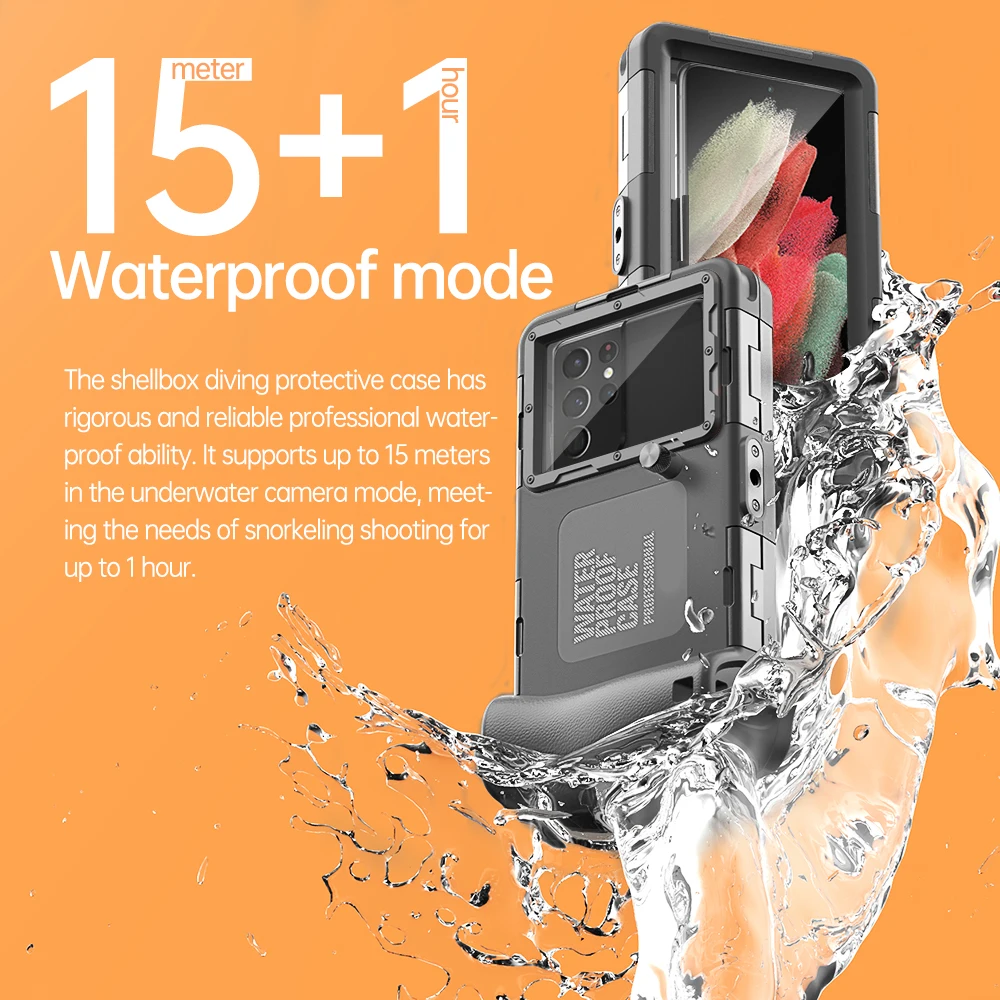 Shellbox Neu Verbesserte Mehrfarbige IP68-Standard 15M/50ft Tauch-/Schwimm-Fotografie Professionelle Wasserdichte Handyhülle – Detail 10