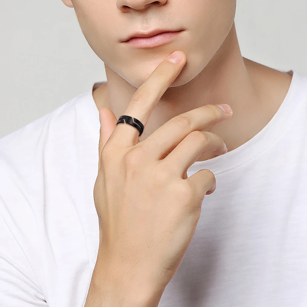 COOLTIME Einfache Mode Ring Edelstahl Casual Paar Ringe Hochzeit Schmuck Jahrestag Geschenk Großhandel anillos hombre – Detail 8