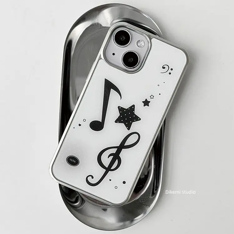 Simple Korean Ins Niche Y2K Retro Note Stars Black Border Case For Samsung Galaxy S23 S24 S25 S26 PLUS ULTRA FE EDGE Y2K Case