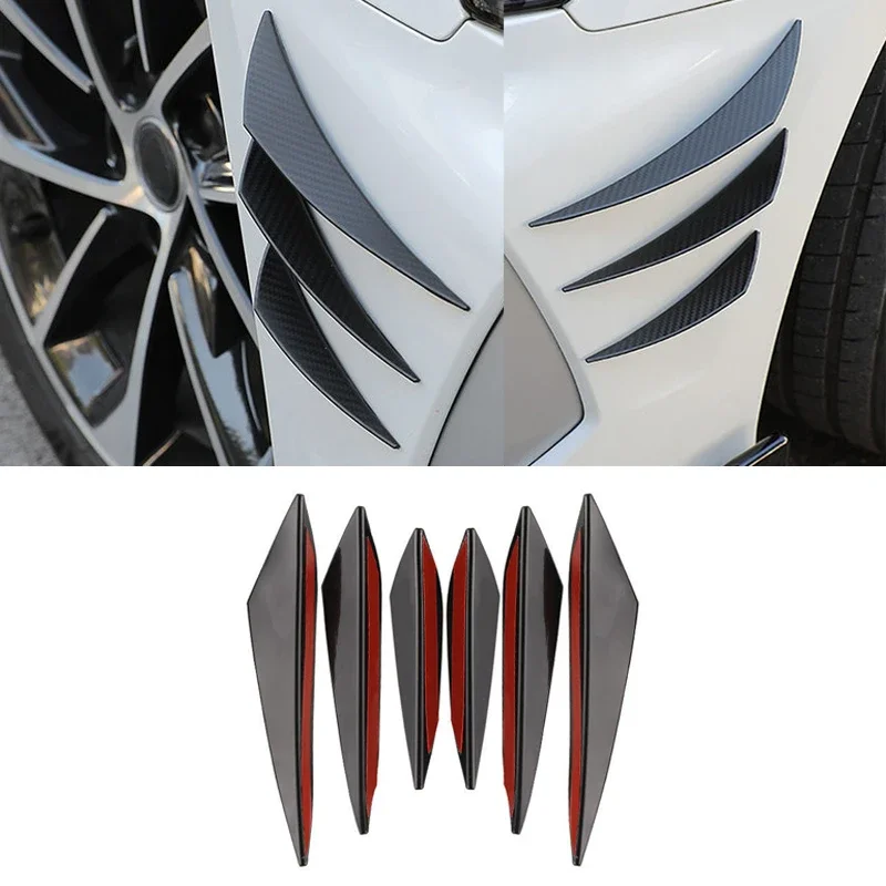 4/6pcs universal Front Bumper Lip Decoration Diffuser Splitter Fins Body Spoiler Canards Valence Chin Car Tuning Canard Decor