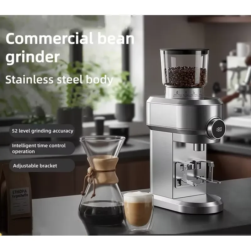 For Fully Automatic Coffee Grinder with Smart Timer Conical Burr Commercial Espresso Grinder Stainless Steel Electric Coffee