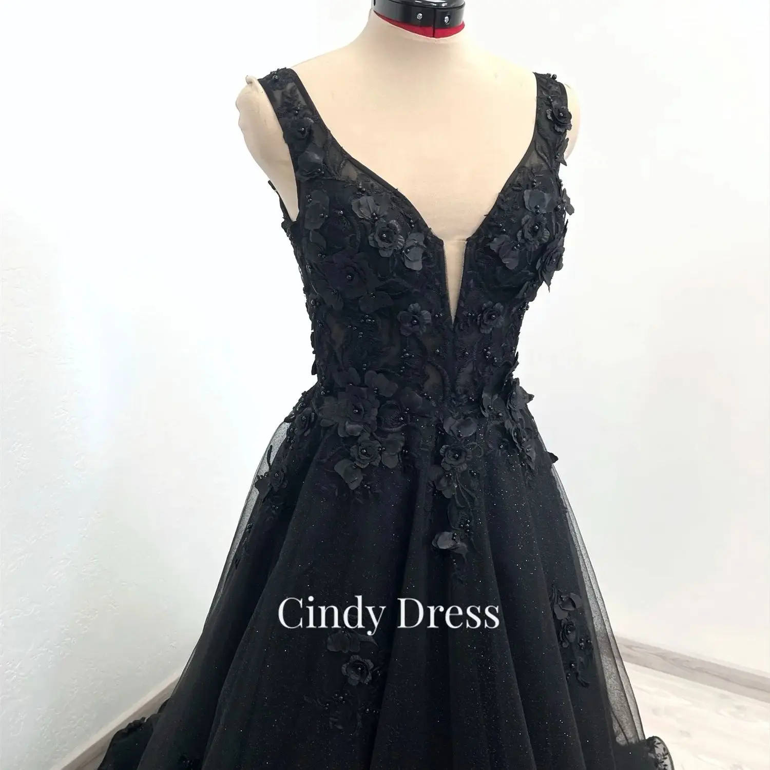 Cindy Manual Party Dress for Wedding Elegant Dresses Women Luxury Black Evening Gown Lace Woman's Embroidery Paste Drill Gothic