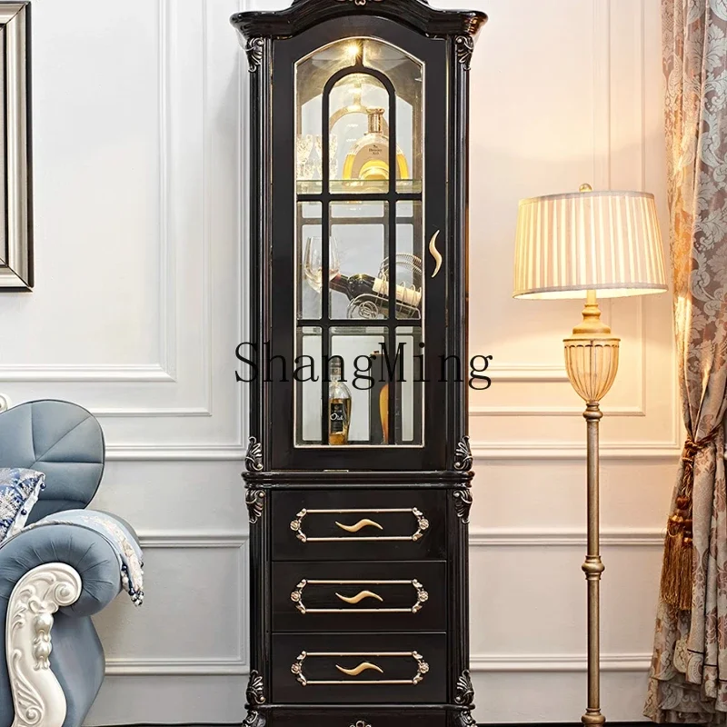 

FG Single and Double Door Wine Cabinet Living Room Home Retro Drawer Storage Cabinet Display Sideboard
