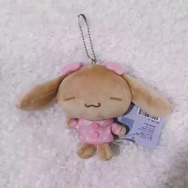 MINISO Sanrio Mocha Dog Kawaii Hoodie Toys Stuffed Animals Cute Keychains Ball Chain Keyring Fluffy Doll Toy Kid Girl Xmas Gift