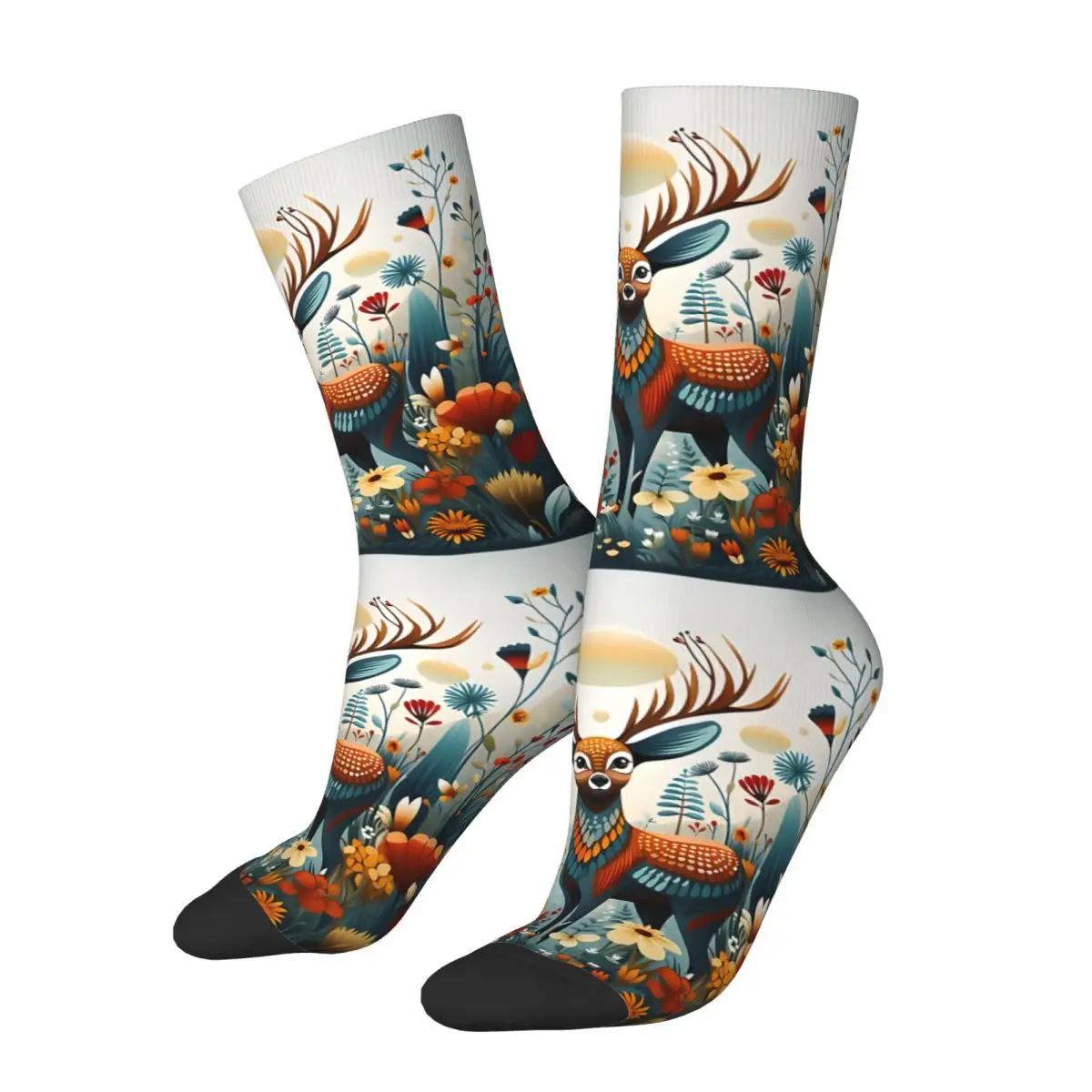 Colorful Wildlife Deer Unisex Winter Socks Hiking Happy Socks Street Style Crazy Sock