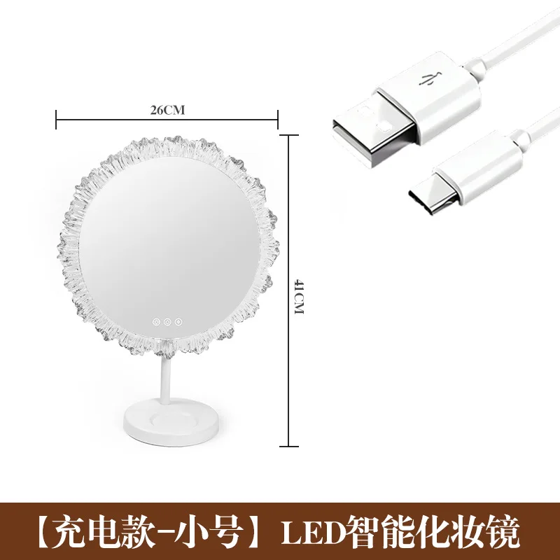 YFY desktop makeup mirror bedroom with lamp crystal glacier light luxury vanity  desktop beauty mirror dormitory full-body