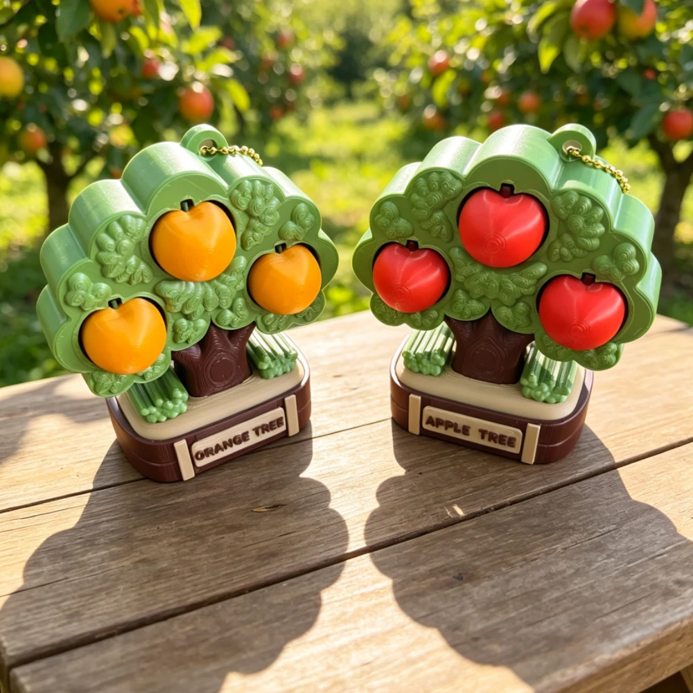 3D Printed Fidget Clicker Toy Christmas Tree & Jeju Island Orange Tree 3 Buttons Stress Relief Sensory Toy for Concentration And