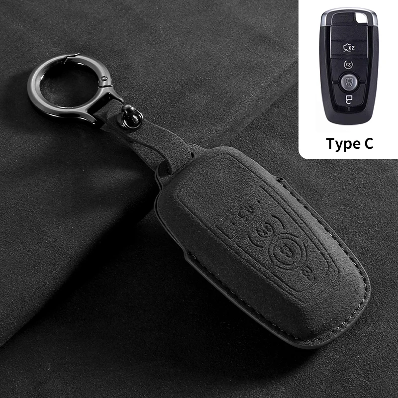 Wildleder-Autoschlüsselhülle für Ford Maverick Focus Edge Explorer Everest Fusion Mondeo Raptor Bronco Ranger KA Fiesta Kuga – Detail 9