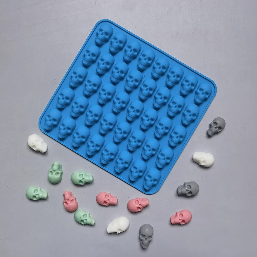 40 Holes Skull Ice Cube Silicone Mold Halloween Creative Decoration Reusable Bar Party Ice Making DIY Candy Chocolate Baking