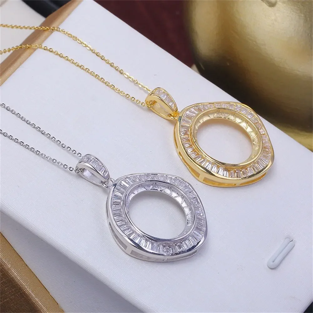 S925 Sterling Silver Pearl Pendant Setting, DIY Empty Bezel Cup Jewelry Supplies for Craft Making, Hollow Prong Pendant Findings