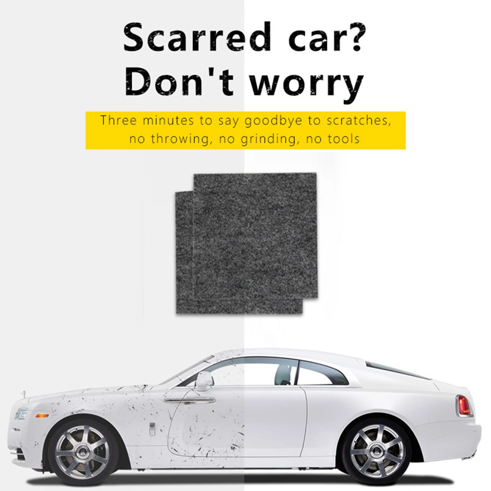 Nano Sparkle Cloth for Car Scratches, 2PCS Nano Car Scratch Remover Easy to Repair Light Scratches Swirls Paint Residues