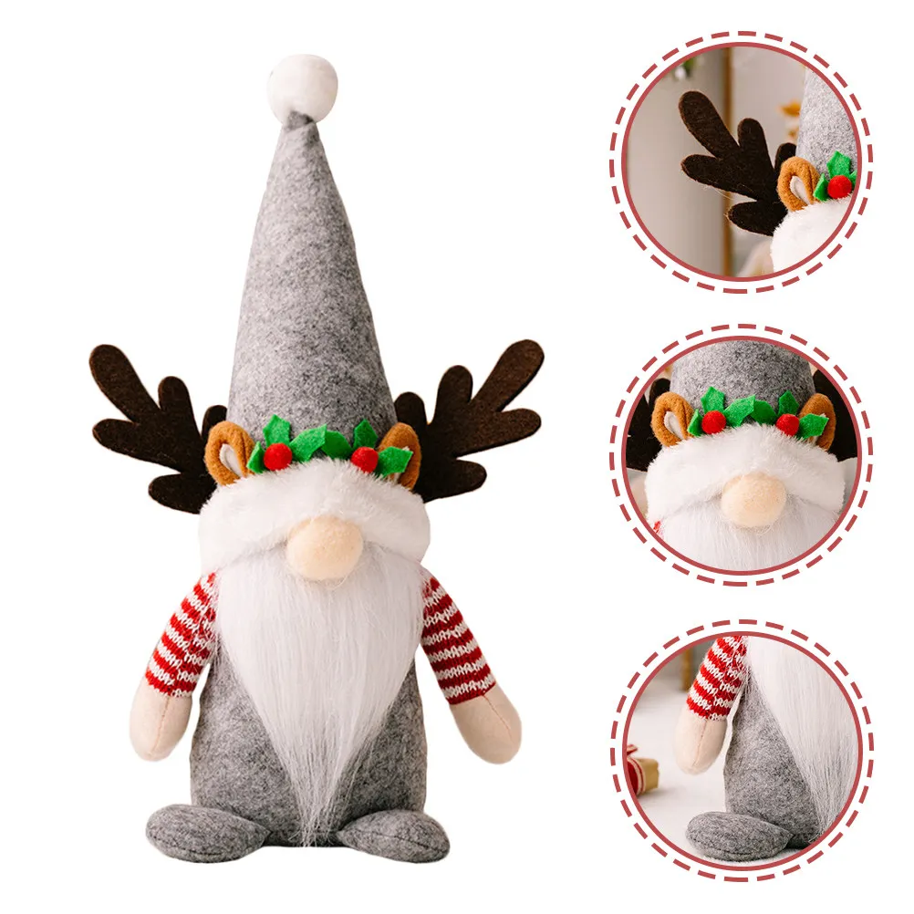 

Креативный декор в виде гнома в рождественском стиле: аксессуар с шапкой-рогами для сезонных праздников, украшение интерьера, создание праздничной атмосферы